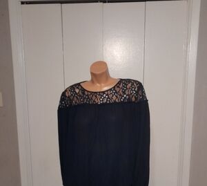 New York & Company Blue Lace Women's Blouse